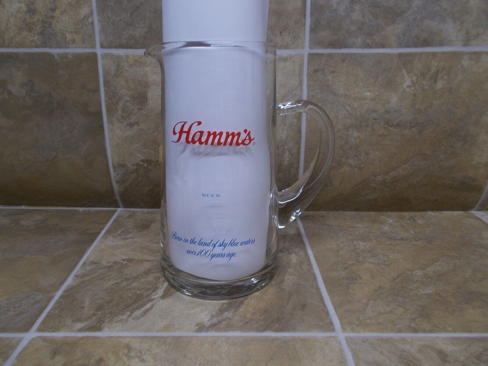 Vintage Glass Hamm's Beer Pitcher Land Of Sky Blue Waters Over 100 Years Ago Nos