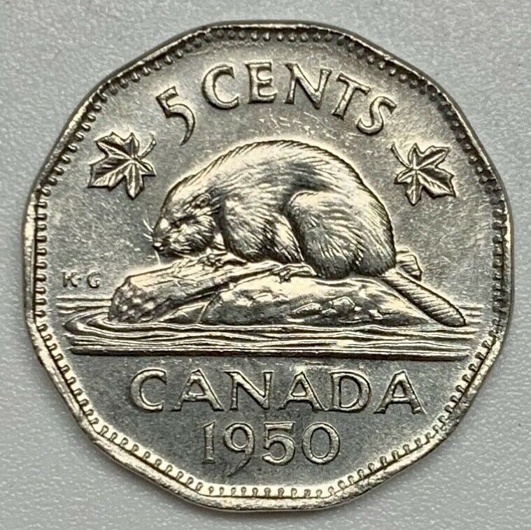 1950 Canada 5 Cent Beaver Bu Coin