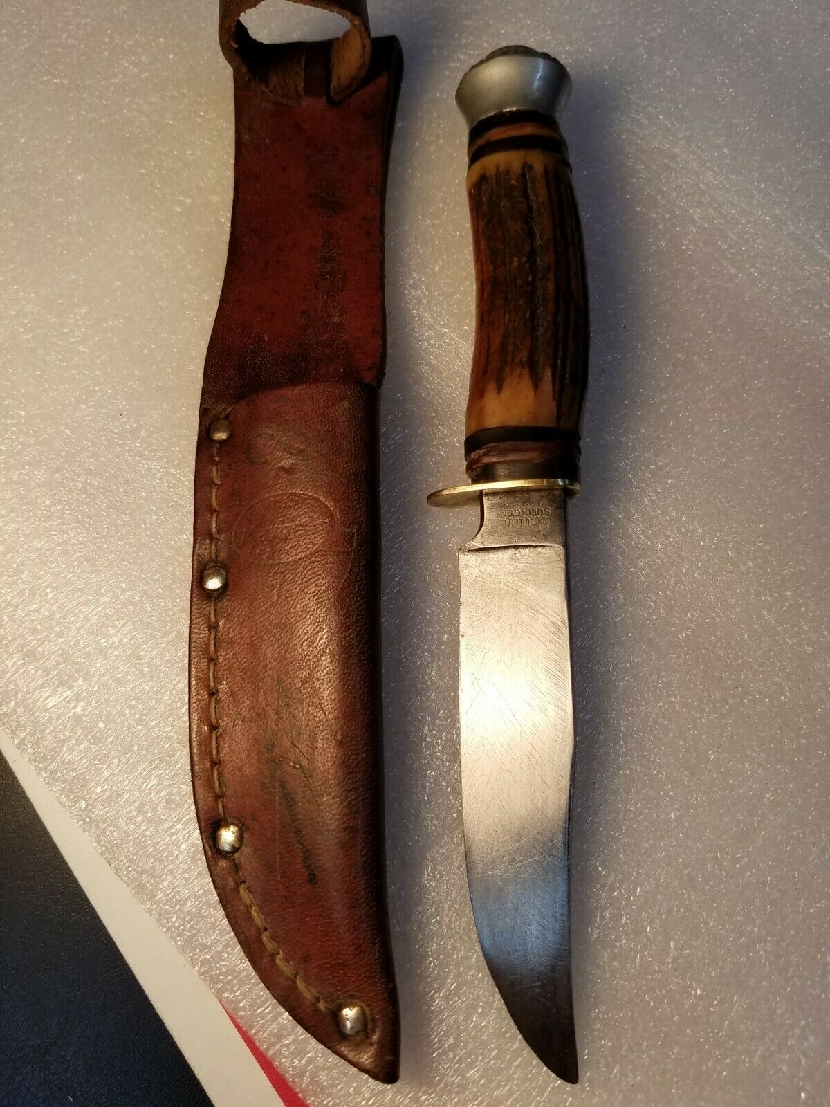 Vintage Germany Solingen Compass Hunting Knife With Original Sheath