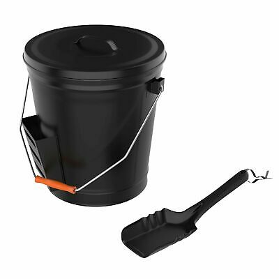 Steel Ash Bucket With Shovel Fireplace Pits Or Stoves 4.75 Gallon Tight Lid