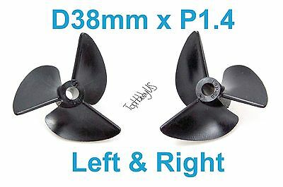 1 Set D38mm 3-blades Left&right P1.4 Rc Boat Propellers 4mm Shaft Us Seller/ship