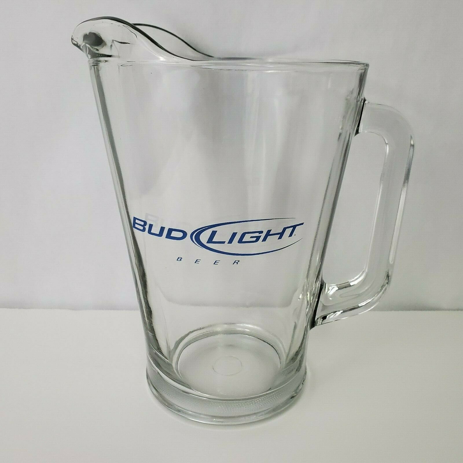 Beer Pitcher Bud Light Bar Ware Breweriana Clear Glass Blue Lettering