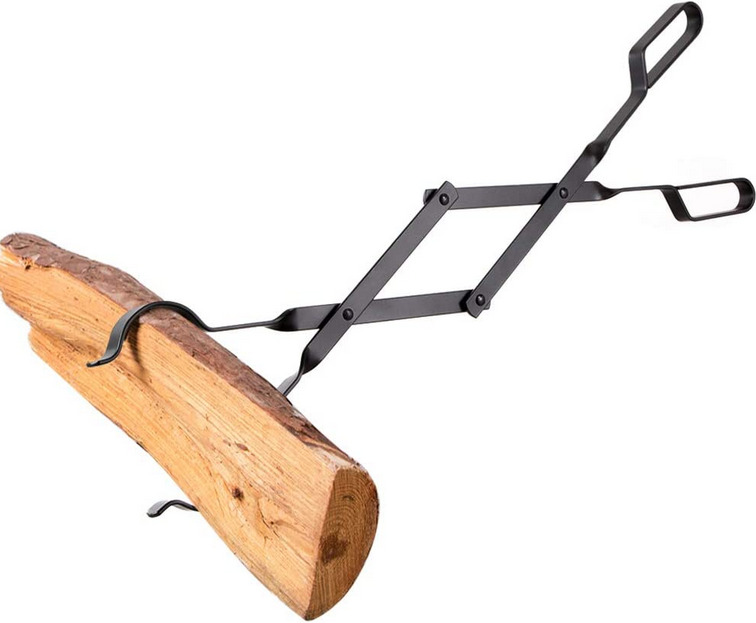 Fireplace Log Tongs 26” Heavy Duty Indoor Firewood Tongs Wrought Iron Log Claw