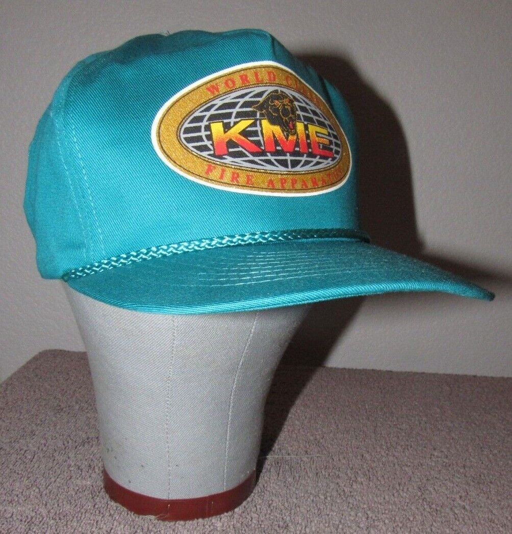 Vintage Kme World Class Fire Apparatus Baseball Cap Hat - Teal