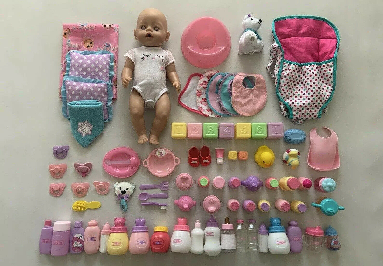 Baby Born Doll Blue Eyes Clothes Potty Bottle Accessories Lot