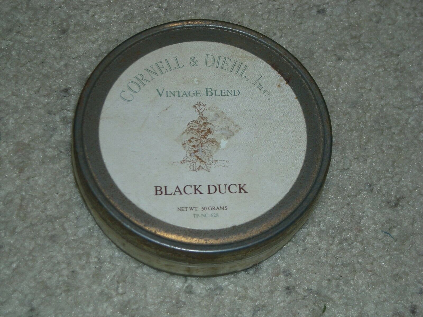 Vintage Cornell & Diehl Empty Tobacco Tin, Black Duck, 4" Across
