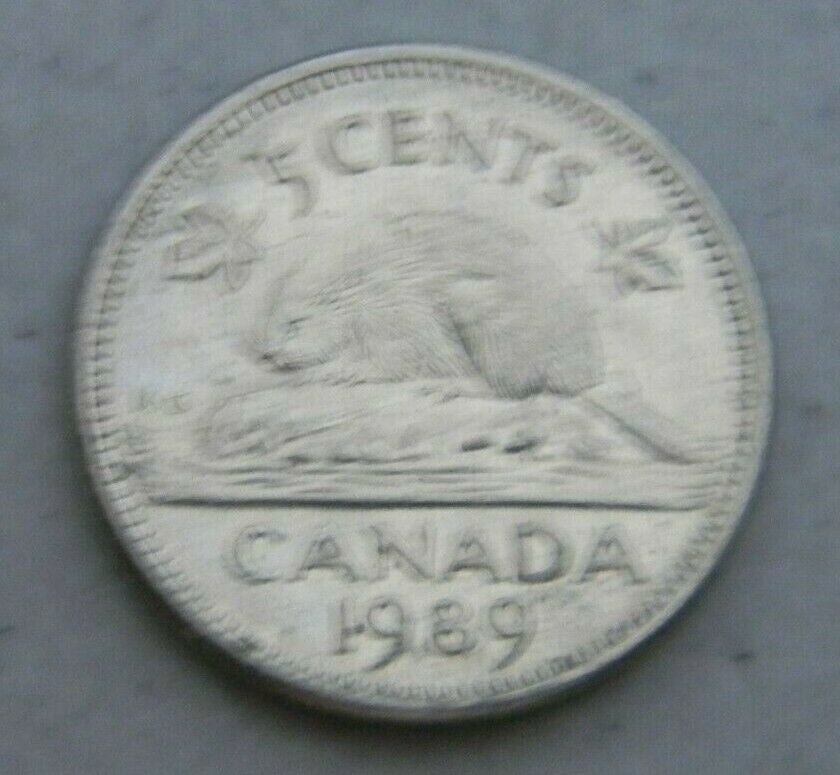 1989 Canadian Nickel Five Cent From Coin Collection Canada 5 Cents