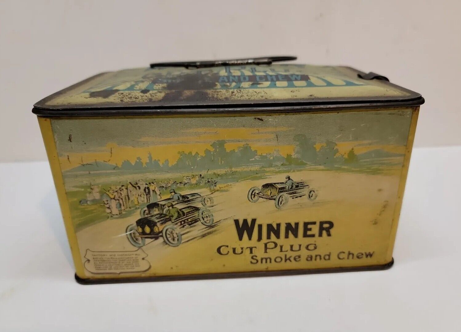 Vintage Winner Cut Plug Smoke And Chew Tin Tobacco Lunch Box