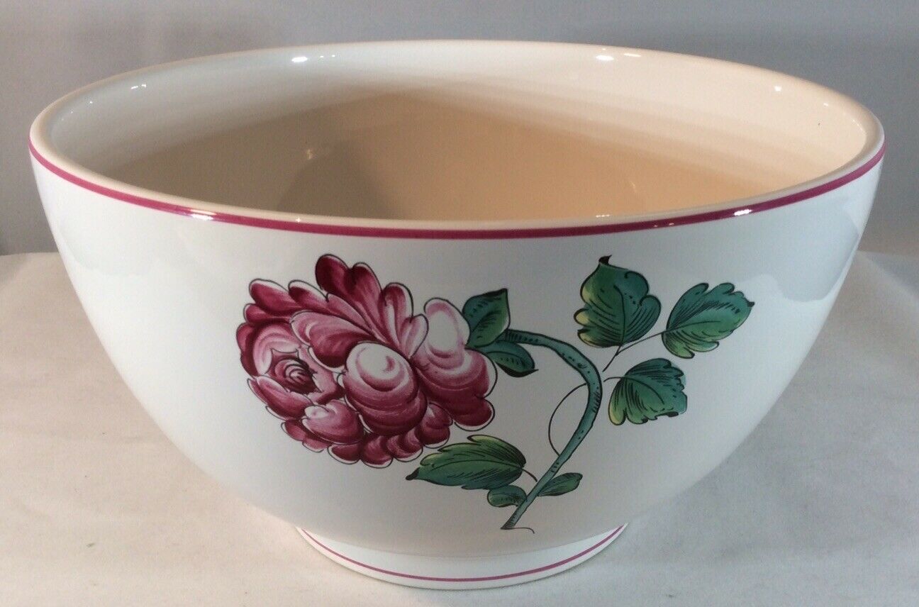 Tiffany & Co :: 5”x 9” Centerpiece Bowl “strasbourg Flowers” Pink/green Portugal