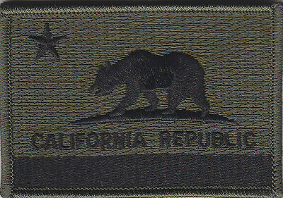 California Ca State Flag Patch Subdued/black On Od Green (police/fire/ems)