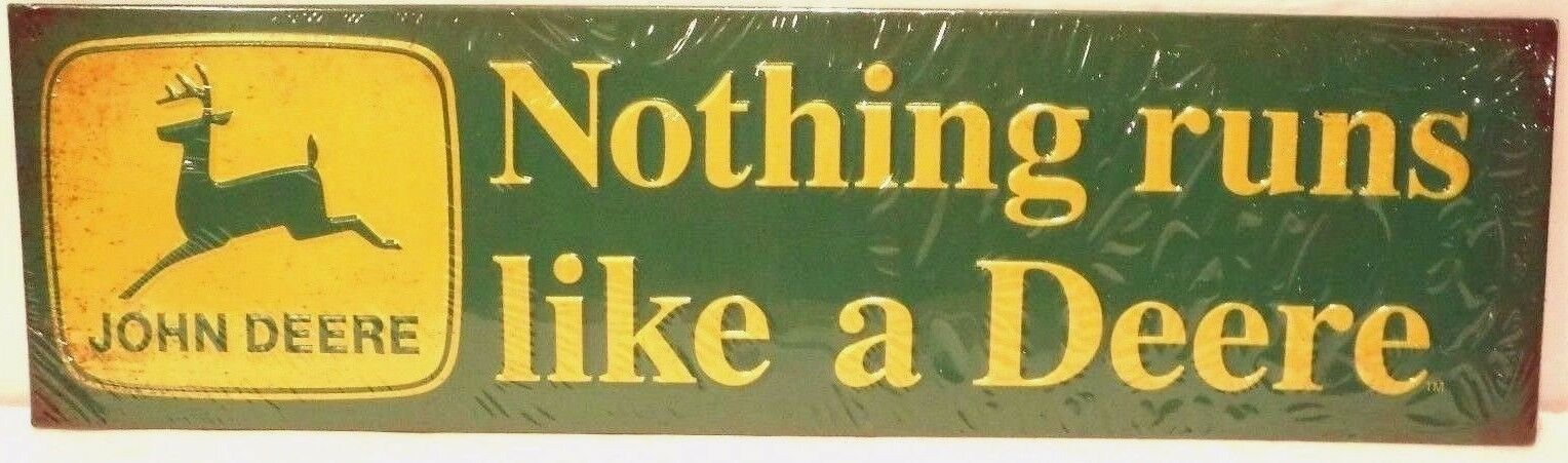 John Deere Embossed Metal Sign "nothing Runs Like A Deere" New Collectible Sign