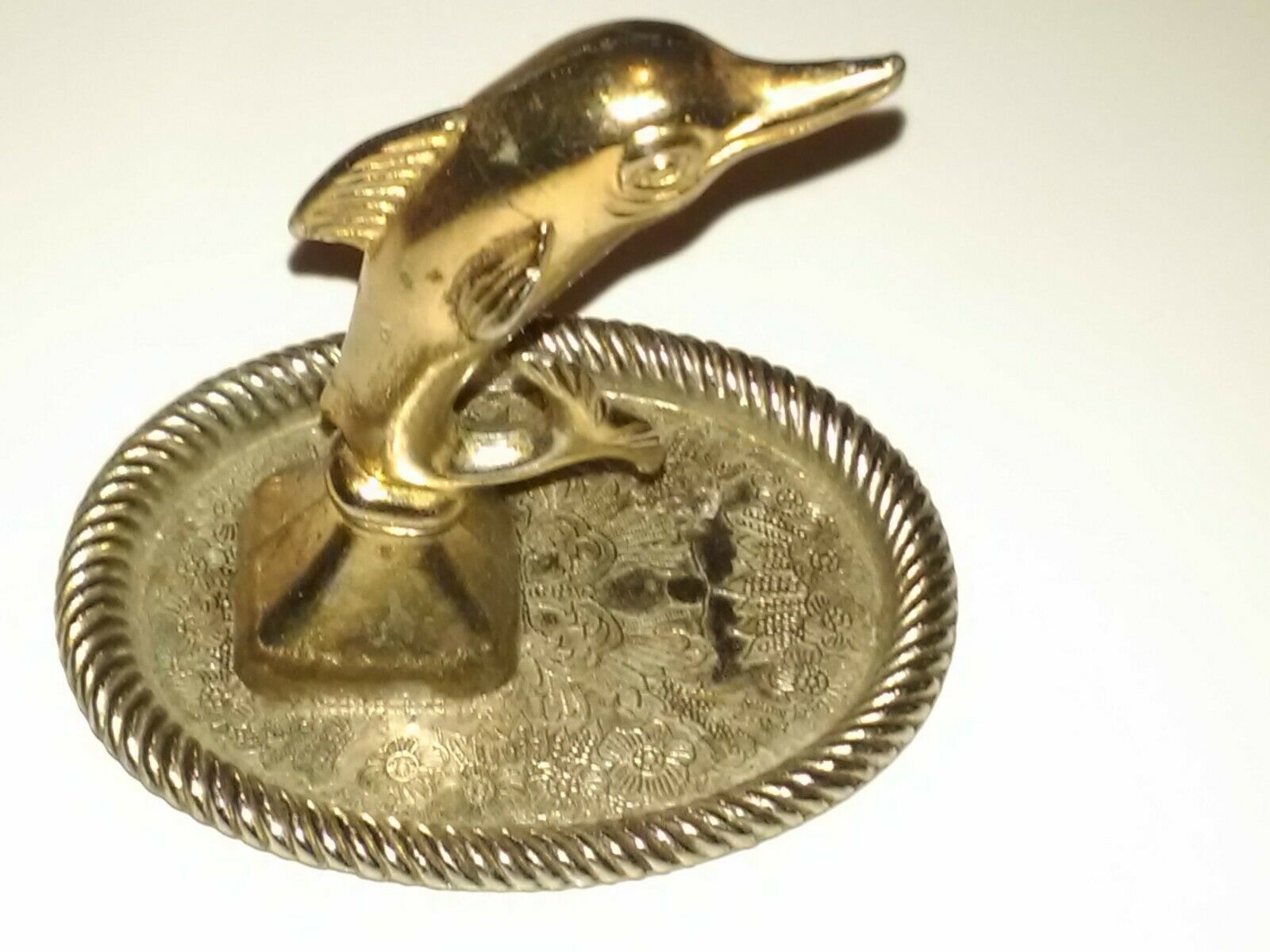 Vintage Silverplated Dolphin On A Tray Ring Holder
