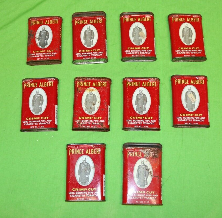 Lot Of 10 - Vintage Prince Albert Crimp Cut Pipe Cigarette Tobacco Pocket Tin S