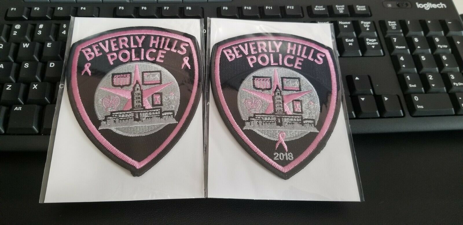 2 Beverly Hills California Police Patches Pink Breast Cancer Awareness