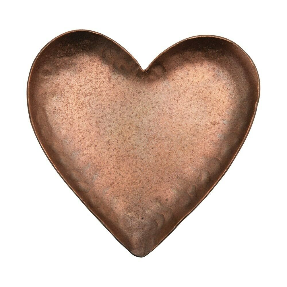 Creative Co-op 4" Heart Shape Pounded Metal Dish With Copper Finish